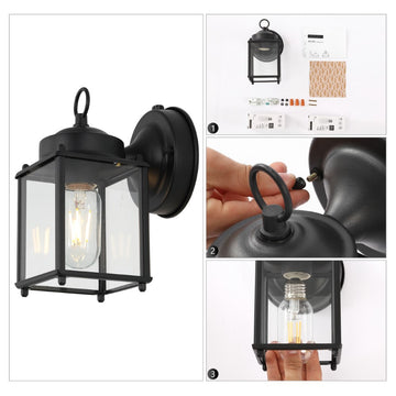 Boston 4.25" Farmhouse Industrial Iron/Glass Outdoor LED Sconce - JONATHAN Y